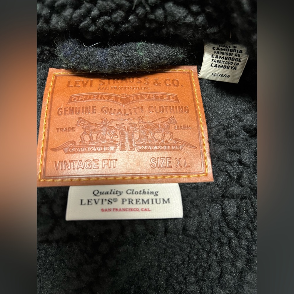 Levi’s Mens XL Trucker Jacket Black and Green New Without Tags - Picture 3 of 3